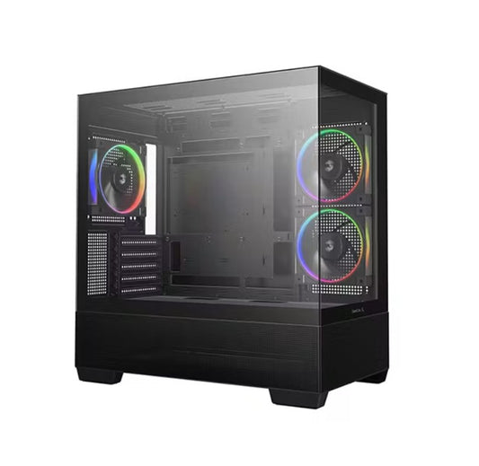 DeepCool CG380 3F Panoramic Dual Tempered Glass Micro ATX Case, 3 Pre-installed