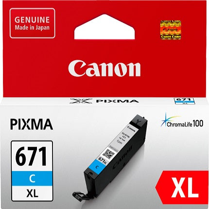 Canon CLI671XLC, High Capacity Cyan Ink Tank to suit MG5760, MG6860, MG7760