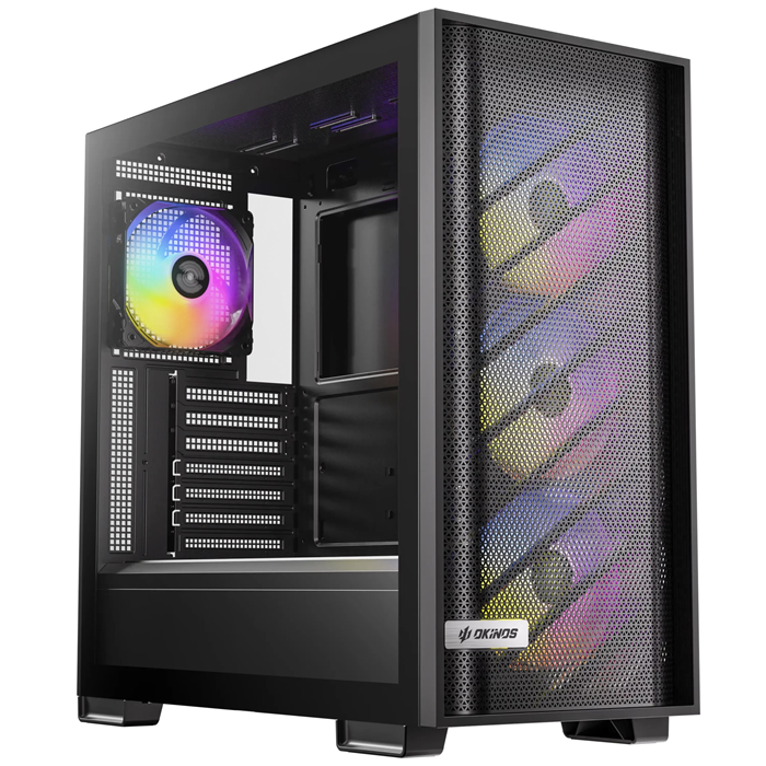OKINOS 612 ARGB Mid Tower ATX case, tempered glass, USB-C 5Gbps, 4x120mm ARGB