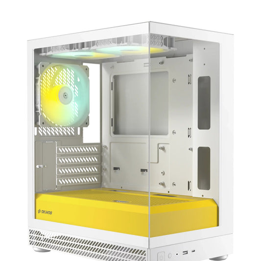 OKINOS AQUA UNO YOLK, Mini Tower, Micro-ATX/ITX, tempered glass, 3×120mm ARGB