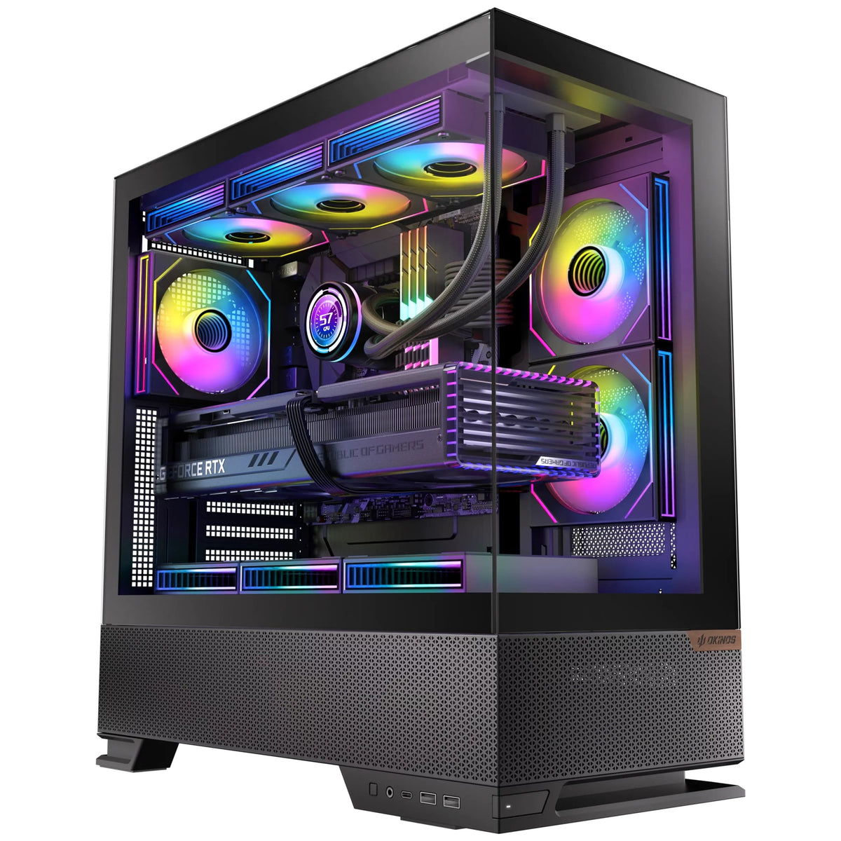 OKINOS Aqua 6 Infinity - Black, Mid Tower, ATX/Micro-ATX/ITX, 270° TG, USB-C