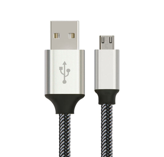 Astrotek 1m Micro USB Data Sync Charger Cable Cord Silver White Color for