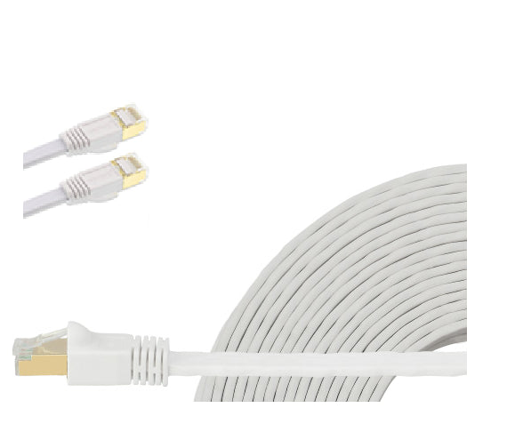 Edimax 1m White 40GbE Shielded CAT8 Network Cable - Flat 100% Oxygen-Free Bare