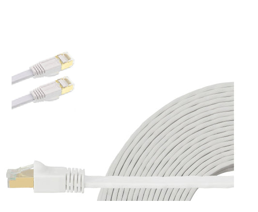 Edimax 1m White 40GbE Shielded CAT8 Network Cable - Flat 100% Oxygen-Free Bare