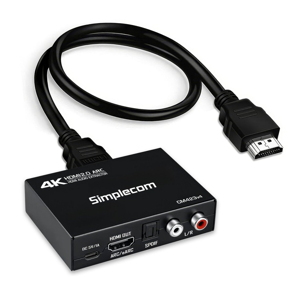Simplecom CM423v4 HDMI 2.0 Audio Extractor Dual-Mode with ARC/eARC Optical