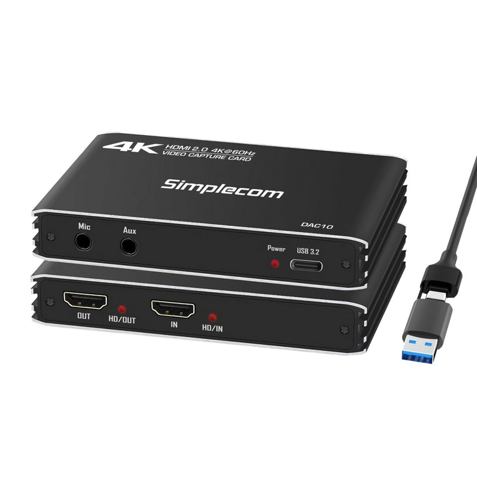 (LS)Simplecom DAC10 HDMI 2.0 to USB 4K@60hz Video Capture Card Stream and