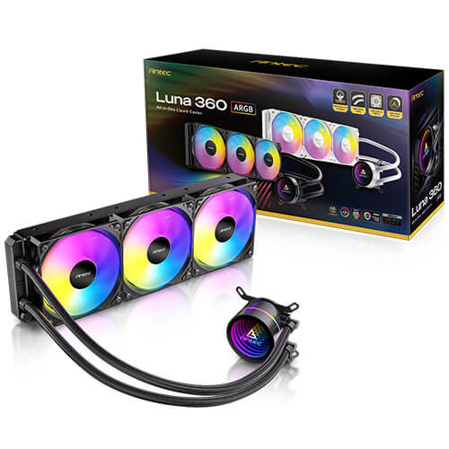 Antec Luna 360 ARGB Black, 360mm AIO, 3x120mm ARGB PWM Fans, 800-1800RPM