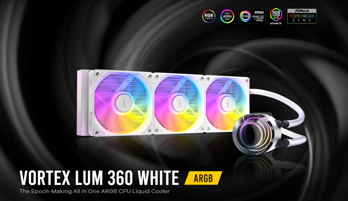 Antec Vortex Lum 360 White ARGB The Epoch-Making All in One ARGB CPU Liquid Cooler