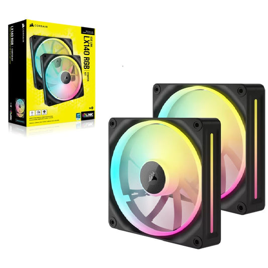 Corsair iCUE LINK LX140 RGB 140mm PWM Fans Starter Kit, LX Series, STATIC PRESSURE Flow Type, 2000 RPM, 84.7 CFM, 36 dBA, 5 Years Warranty