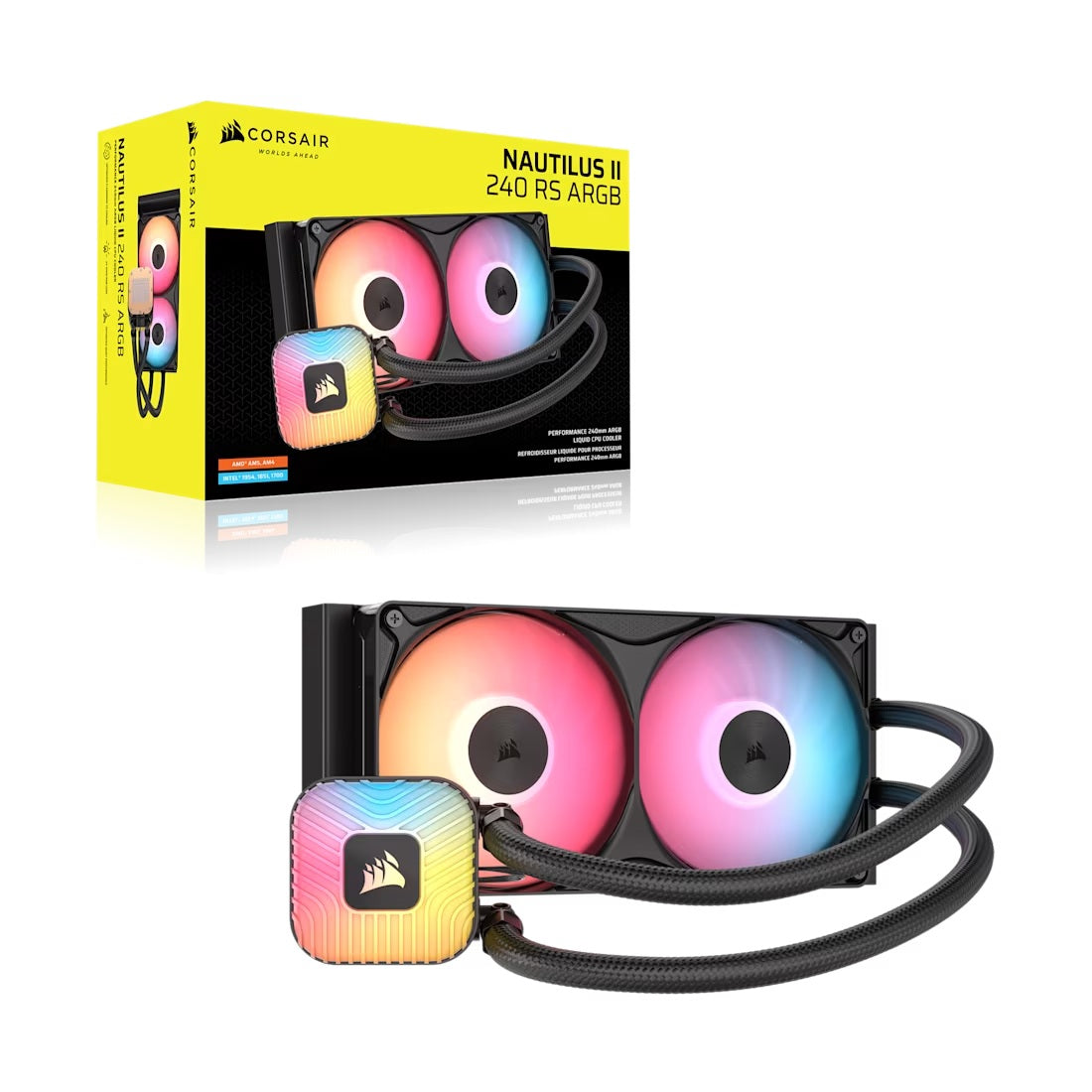 Corsair NAUTILUS II 240 RS ARGB Liquid CPU Cooler - Black, 240mm Radiator