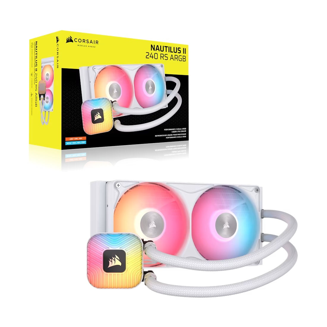 Corsair NAUTILUS II 240 RS ARGB Liquid CPU Cooler - White, 240mm Radiator