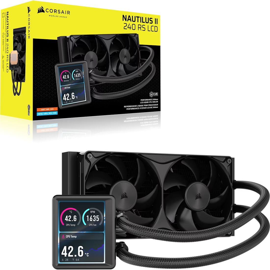 Corsair NAUTILUS II 240 RS LCD Liquid CPU Cooler - Black, 240mm, 3.5' LCD