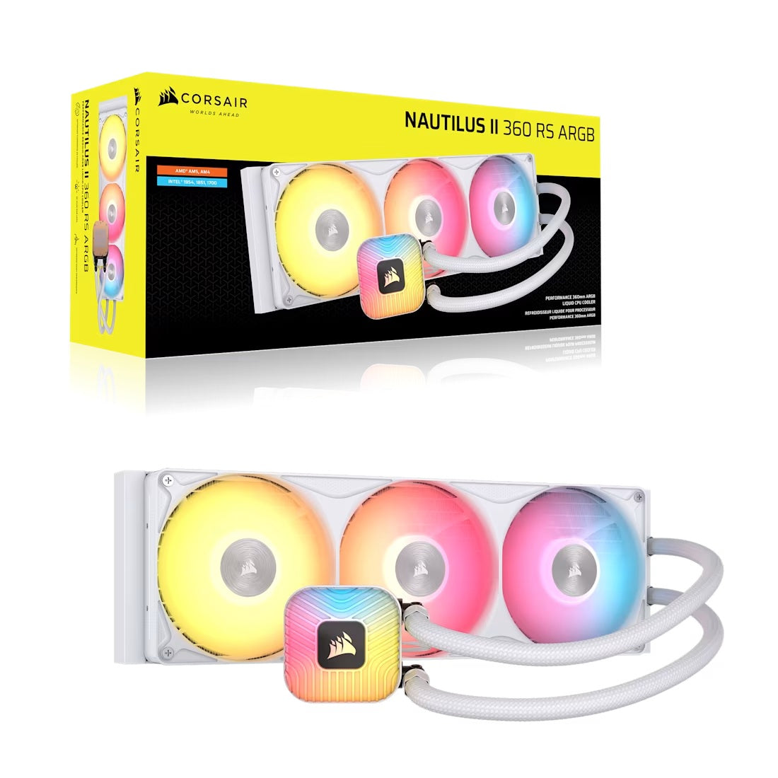 Corsair NAUTILUS II 360 RS ARGB Liquid CPU Cooler - White, 360mm Radiator