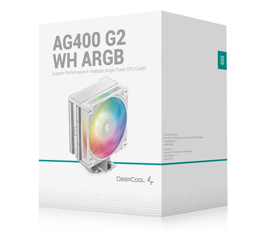 DeepCool AG400 ARGB G2 WH Superior Performance 4 Heatpipe Single Tower CPU