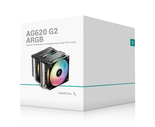 DeepCool AG620 ARGB G2 Dual-Tower CPU Cooler, 2x 120mm Fan, 6 Copper Heat