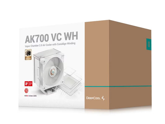 DeepCool AK700 VC WH Vapor Chamber Air Cooler, 7 Heat Pipes, 4-pin PWM, Intel