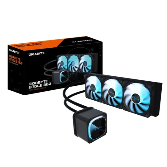 GIGABYTE EAGLE 360, Black, 360mm alu rad, 3x120mm ARGB fans, 600-2000RPM, Intel