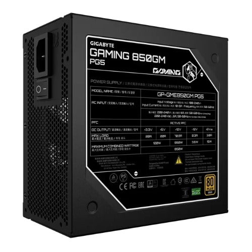 Gigabyte Gaming 850GM PG5 850W 80+ Gold ATX3.1 PCIe5 16pin Apfc 90% 135mm Fdb