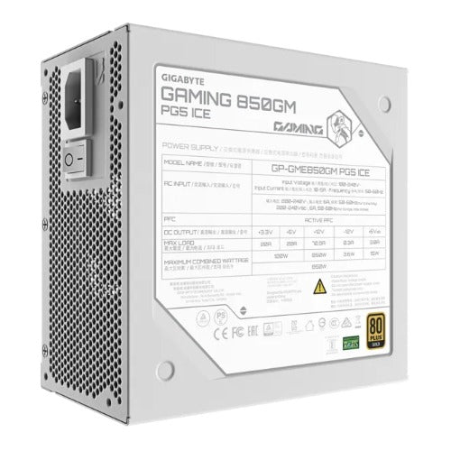 GIGABYTE GAMING 850GM PG5 ICE 850W 80+ Gold ATX 3.1 PSU PCIe5 16pin FM 135mm