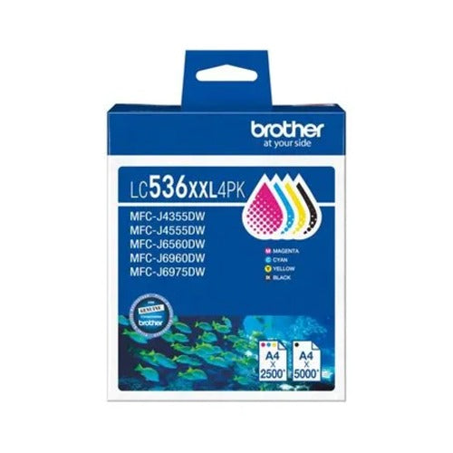 Brother *New* LC536XXL 4PK Value Pack 1X Black, 1X Cyan, 1X Magenta, 1X Yellow