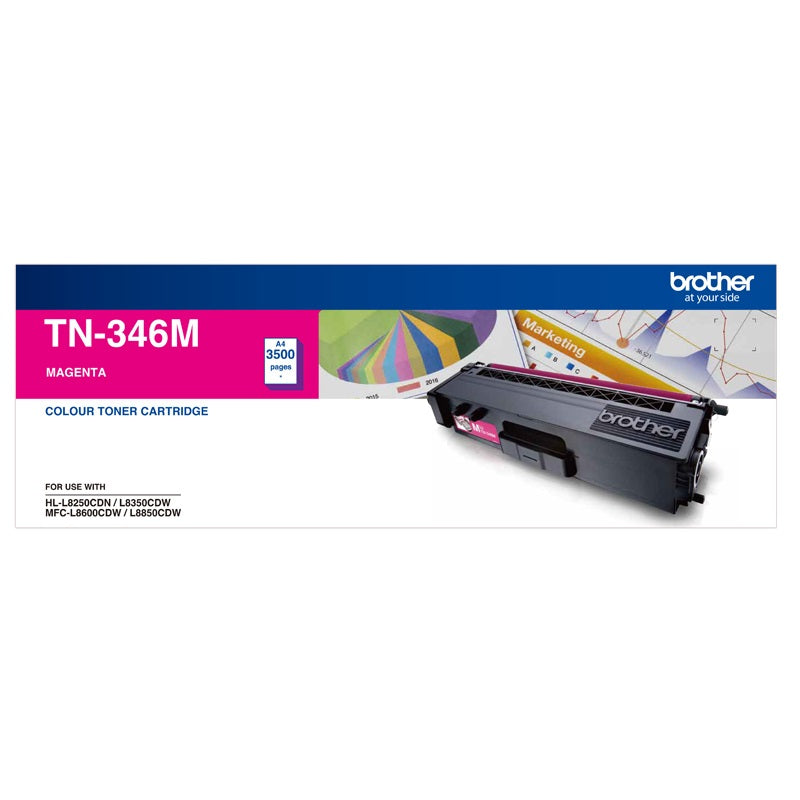 Brother TN-346M Colour Laser Toner- High Yield Magenta- HL-L8250CDN/8350CDW MFC-L8600CDW/L8850CDW - 3500Pages