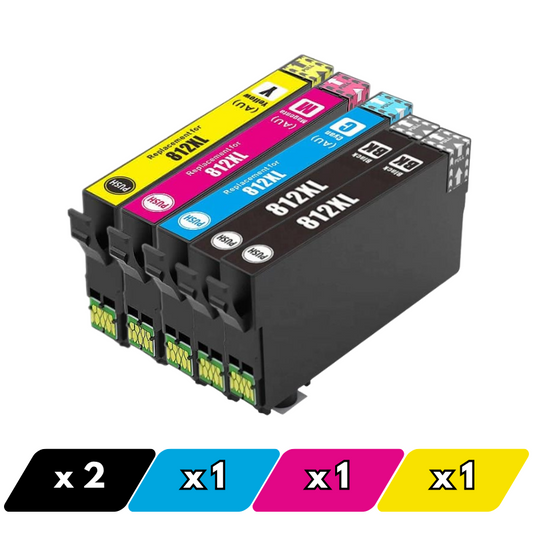 Epson 812 CMYK Ink Pack Compatible Cartridge C13T05D692 - (1C, 1M, 1Y, 2BK)