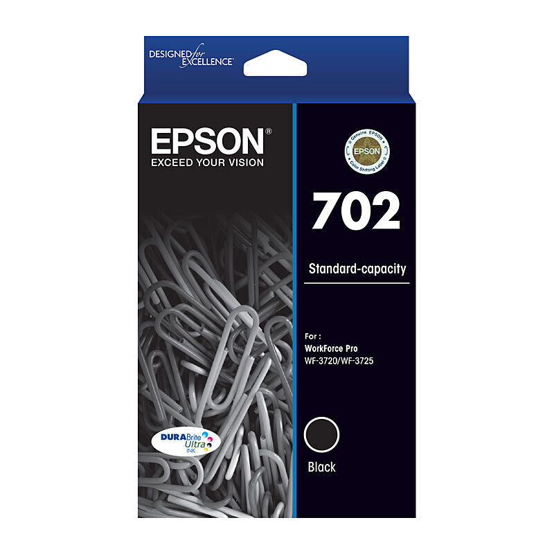 Epson 702 Black Ink Durabrite WF-3720 WF-3725