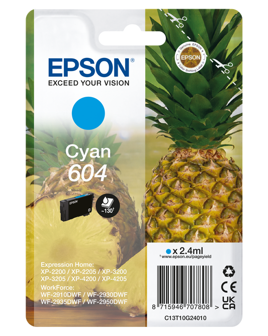 EPSON 604 STD CYAN INK XP-2200 XP-3200 XP-4200 WF-2910 WF-2930 WF-2950