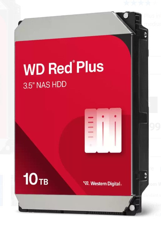 Western Digital WD Red Plus 10TB 3.5' NAS HDD SATA3 7200RPM 256MB Cache 24x7