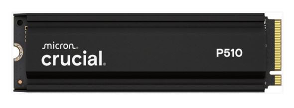 Crucial P510 2TB Gen5 2280 NVMe M.2 SSD w Heatsink 1000/8700 MB/s R/W 1200TBW 1.4M IOPS 1.5M hrs MTTF Full-Drive Encryption 5yrs