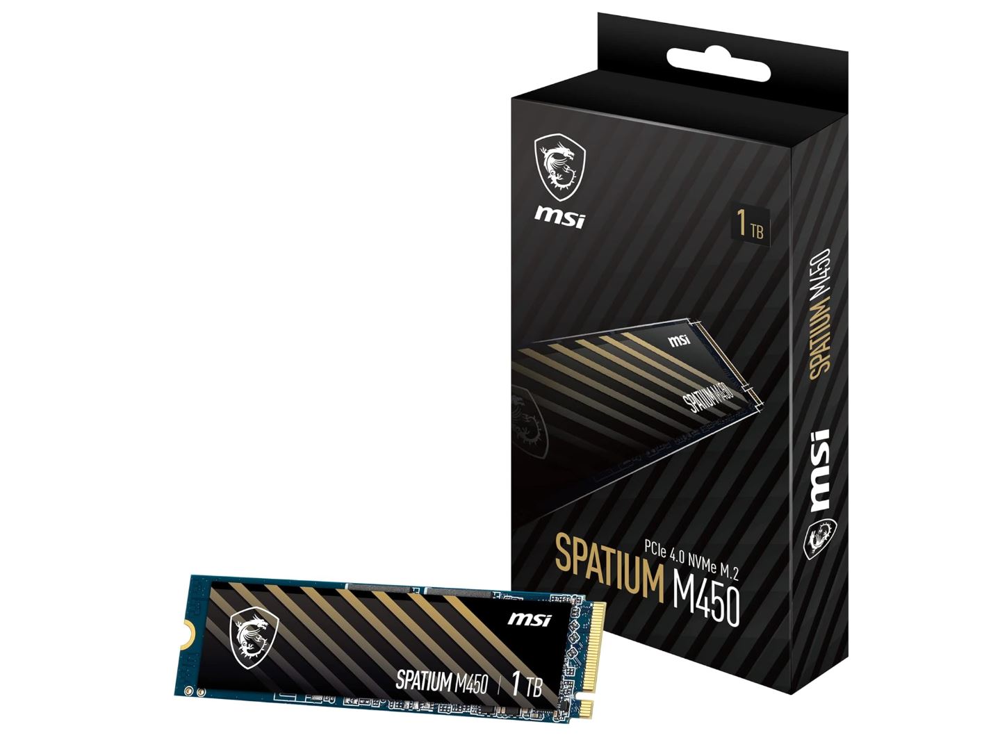 MSI SPATIUM M450 1TB M.2 NVME PCIE GEN4 SSD, 1TB, M.2, PCIe Gen4, SEQUENTIAL READ up to 3600 MB/S, SEQUENTIAL WRITE 3000 MB/S, 5 Year Warranty