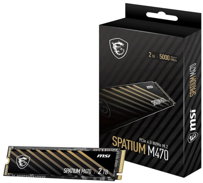 MSI SPATIUM M470 PRO PCIe 4.0 NVMe M.2 2TB SSD, 6000/5000 MB/s Read/Write, PCIe NVMe 1.4, 640 TBW, 5 Year Warranty (LS)