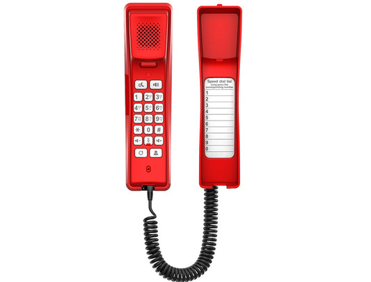 Fanvil H2U Compact IP Phone, 2 SIP Lines, HD Audio, Desk/Wall Mount, 10 Speed Dial Keys, PoE, 3 Way Conference, 2 Year Warranty - Red