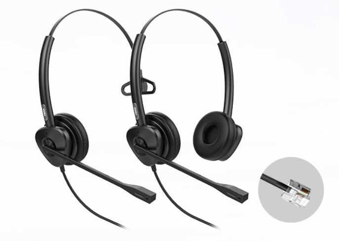 Fanvil HT302 RJ9 Dual Headset - OverThe Head Design, Suit For Small Office, Home Office (SOHO) Or Call Center Staff