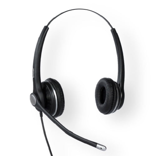 SNOM A100D Wideband Binaural Headset For Snom-D3xx/D7xx/7xx, 300Â° Frlexible Boom, Passive Noise Cancelling Microphone