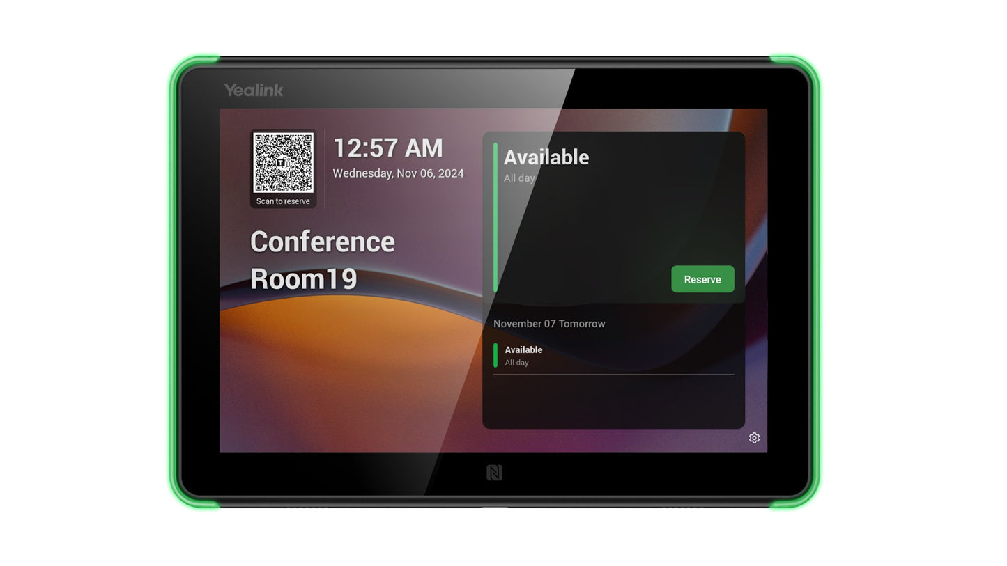 Yealink Roompanel Android based Scheduling Panel 8-inch, flush mount kit for wall or glass, 20Â° Tilt, PSU included, Yealink Platform, Microsoft Teams,