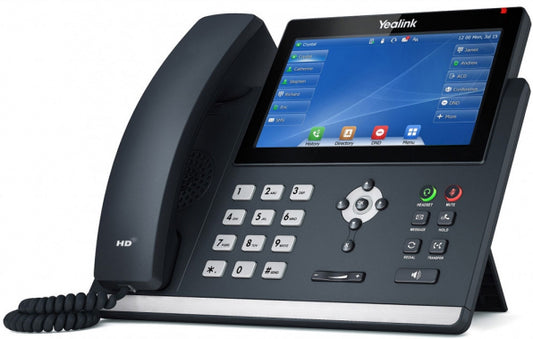 Yealink SIP-T48U, 7" Touch Screen, 800x480 pixel colour, Dual-port Gigabit Ethernet, Dual USB port, USB recording, Wi-Fi, Bluetooth, 1 Year Warranty