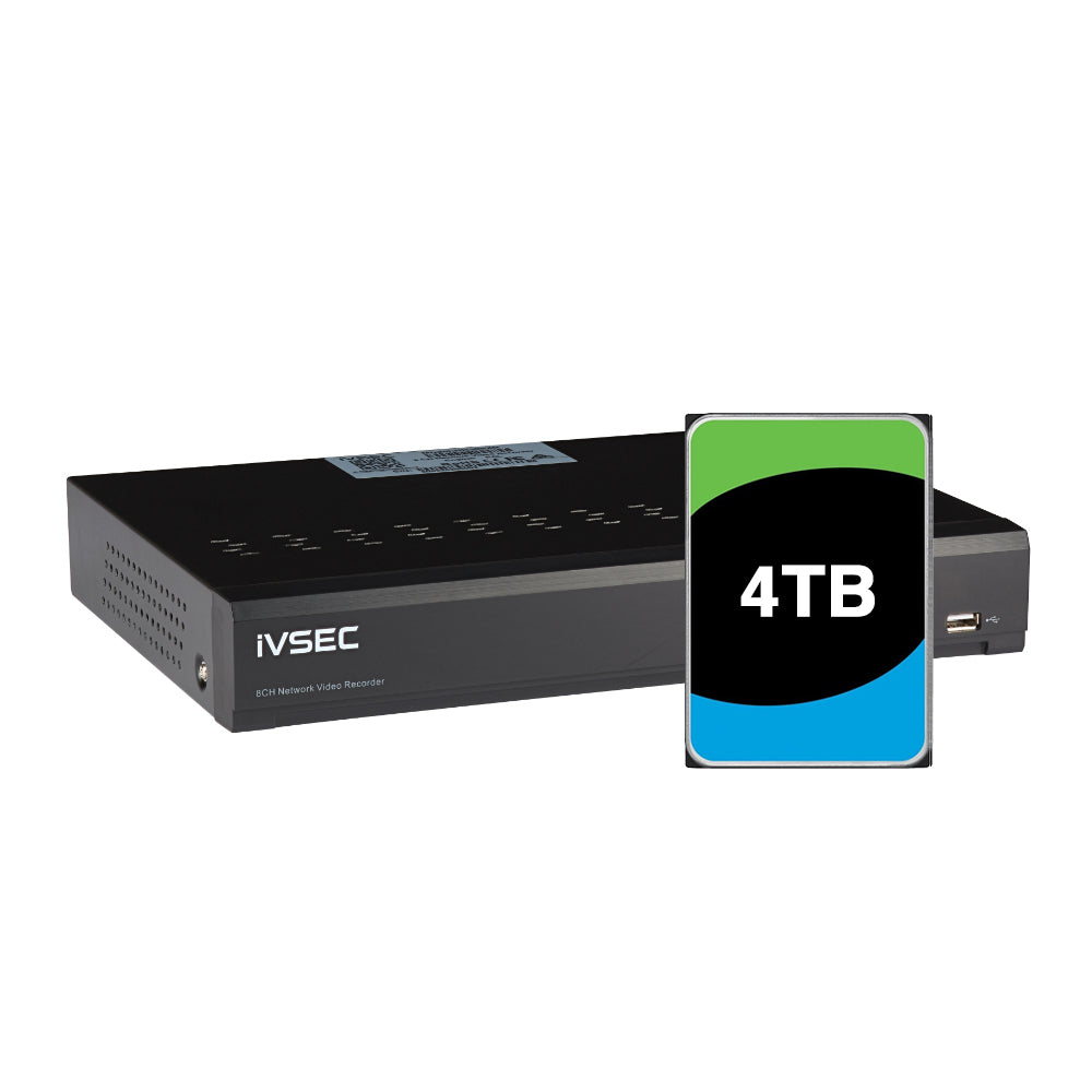 Ivsec NR3082XB NVR 8 Channels 12MP 8 X PoE Ports 2 Bays H265 4TB HDD Installed