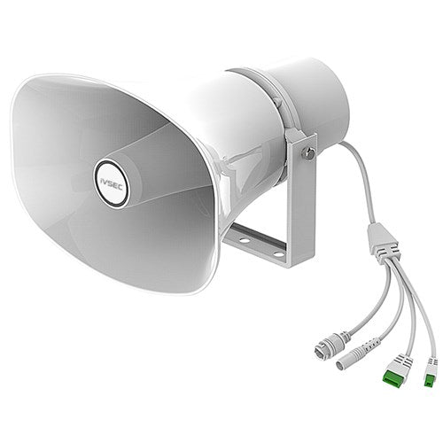 Ivsec 30W SIP White Horn Speaker With Mic IP66 1 X Input 1 X Output Multicast