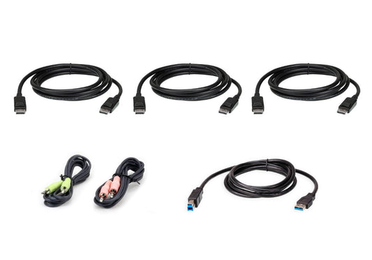 Aten CS1964 Cable Kit, includes 3 1.5m DisplayPort cables, 1.8m USB, audio input and output cables