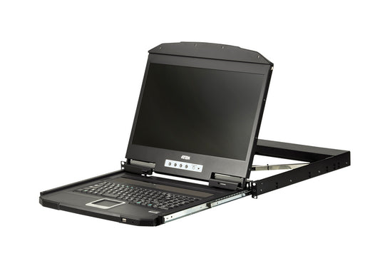 Aten Rackmount Single Rail LCD Console VGA USB w/ 18.5' LCD Display, 1x Custom KVM Cable Included, 1366x768@60hz Display, LED Illumination
