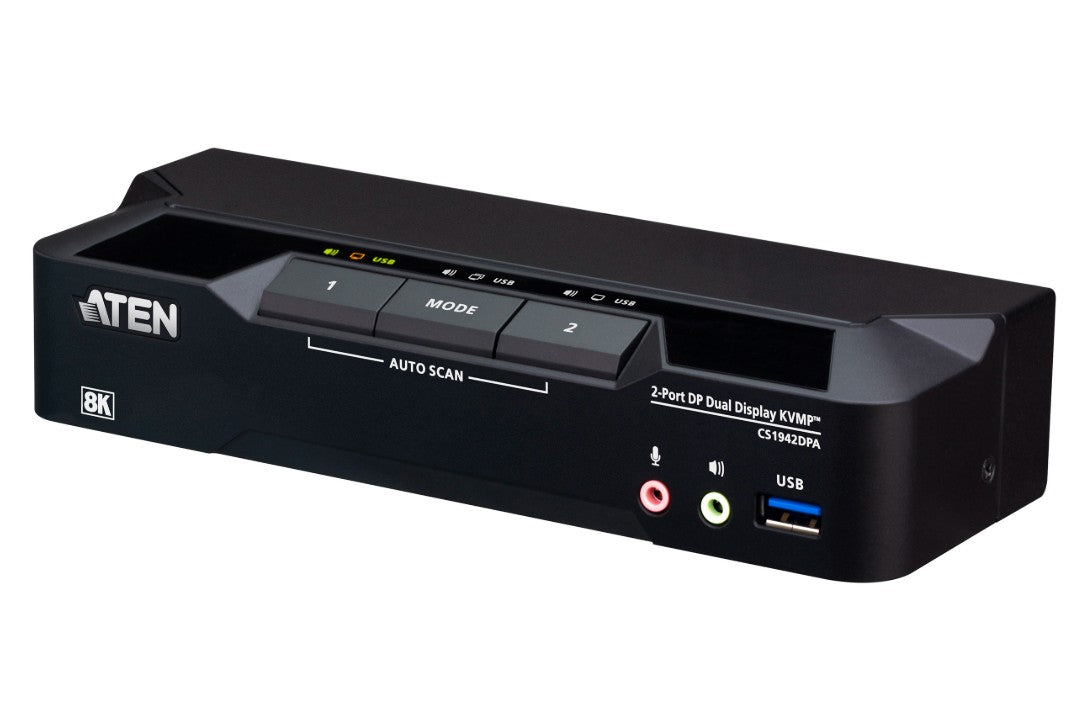 Aten Desktop 2-Port USB 3.0 8K DisplayPort Dual-Display KVMP™ Switch, Up to