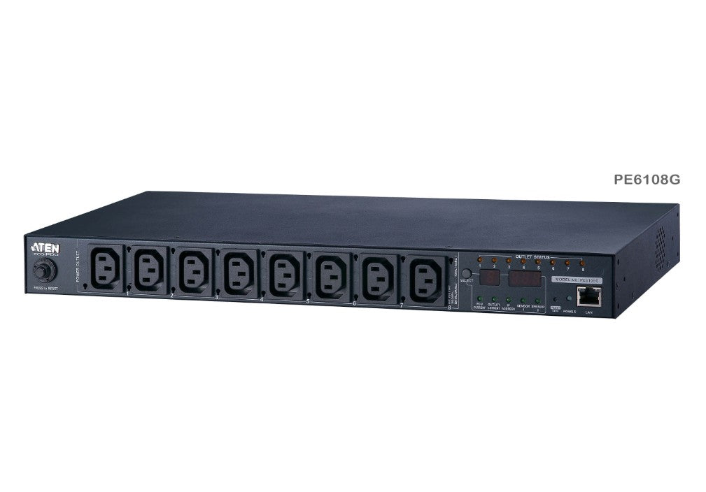 Aten 15A/10A 8-Outlet 1U Metered & Switched eco PDU, emote power outlet control