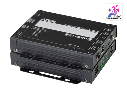 Aten True 4K HDMI Multi-mode Optical Extender 4K @ 300m - (4K@300m (K1, MM)), Lossless transmission of up to 4096 x 2160 / 3840 x 2160 @ 60 Hz (4:4:4)