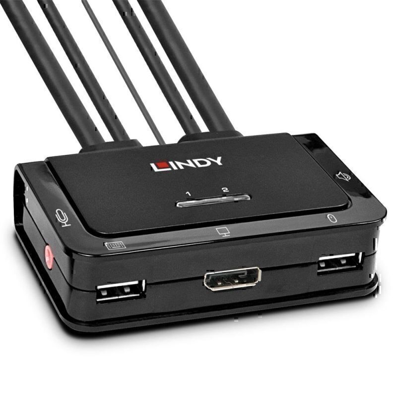 مفتاح Lindy DP 1.2 KVM ثنائي المنفذ