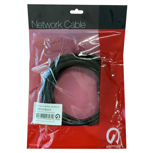 Shintaro Cat6 24 AWG Patch Lead Black 15m - High Quality Ethernet Cable for Wired Networks