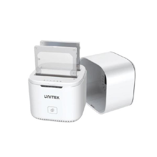 Unitek USB-C to 2.5&quot; Dual SATA 6G Hard Disk Docking Station with Offline Clone, AU 5V2A Power Adapter, White