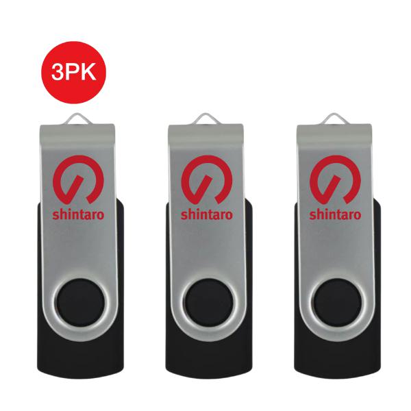 Shintaro 8GB USB2.0 Rotating Pocket Disk - 3 Pack, Lightweight &amp; Compact, Plug &amp; Play