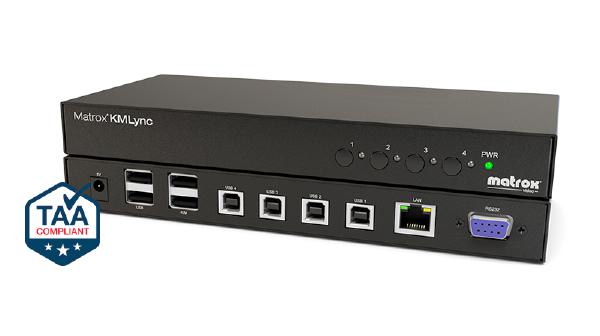 Matrox KMLync Keyboard and Mouse Switch, 4x USB 2.0, 2 YR WTY
