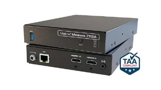 Matrox Maevex 7112A Single 4K60 AVC/H.264 Encoder, 1x 3840x2160 @60Hz, 1x HDMI 2.0, 1x RJ45, 1x USB 3.0, 3 YR WTY